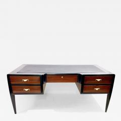 Mid Century Modern Leather Top Desk with Brass Handles - 2899078