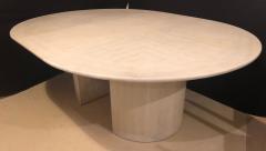 Mid Century Modern Lizard Embossed Karl Springer Circular Dining Table - 2933538