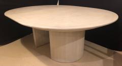 Mid Century Modern Lizard Embossed Karl Springer Circular Dining Table - 2933547