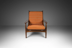 Mid Century Modern Lounge Chair in Walnut Original Orange Fabric - 2768338