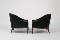 Mid Century Modern Lounge Chairs in Emerald Velvet C 1950s - 3968605