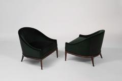 Mid Century Modern Lounge Chairs in Emerald Velvet C 1950s - 3968606