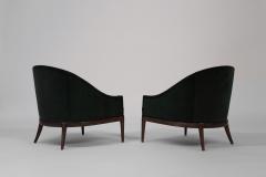 Mid Century Modern Lounge Chairs in Emerald Velvet C 1950s - 3968607