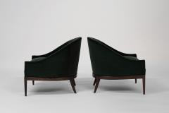 Mid Century Modern Lounge Chairs in Emerald Velvet C 1950s - 3968608