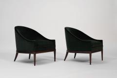 Mid Century Modern Lounge Chairs in Emerald Velvet C 1950s - 3968609