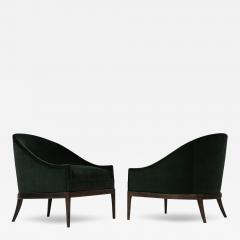 Mid Century Modern Lounge Chairs in Emerald Velvet C 1950s - 3973163