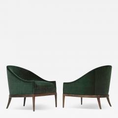 Mid Century Modern Lounge Chairs in Emerald Velvet C 1950s - 4003952