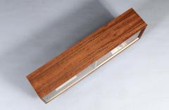 Mid Century Modern Low Walnut Glass Bookcase Credenza - 4730432