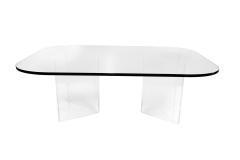 Mid Century Modern Lucite Base Glass Top Coffee Table - 2993088
