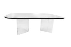 Mid Century Modern Lucite Base Glass Top Coffee Table - 2993090