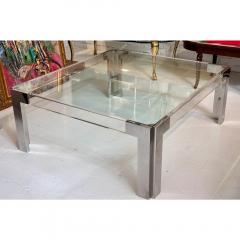 Mid Century Modern Lucite Chrome Coffe Cocktail Table - 3548775