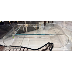 Mid Century Modern Lucite Glass Waterfall Coffee Cocktail Table - 3451663