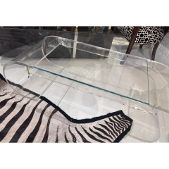 Mid Century Modern Lucite Glass Waterfall Coffee Cocktail Table - 3451670