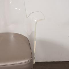 Mid Century Modern Lucite Metallic Leather and Chrome X Form Side Chair - 3861214