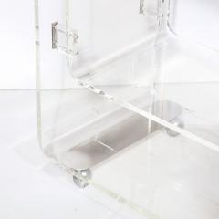 Mid Century Modern Lucite Smoked Glass Streamlined Bar Cart on Chrome Castors - 2909405
