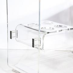 Mid Century Modern Lucite Smoked Glass Streamlined Bar Cart on Chrome Castors - 2909491