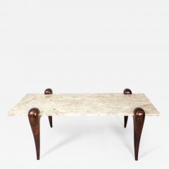 Mid Century Modern Marble Top Rosewood Center Table Brazil 1950s - 1724197