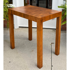 Mid Century Modern Marquetry Inlaid Butcher Block Table - 3499691