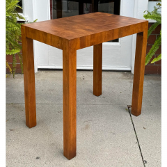 Mid Century Modern Marquetry Inlaid Butcher Block Table - 3499696
