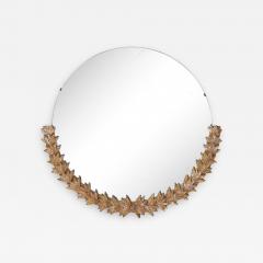 Mid Century Modern Mirror with Bronze Crest Detailing - 2709587