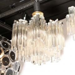 Mid Century Modern Murano Glass Triedre Chandelier with Brass Fittings - 2908865