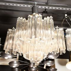 Mid Century Modern Murano Glass Triedre Chandelier with Brass Fittings - 2908880