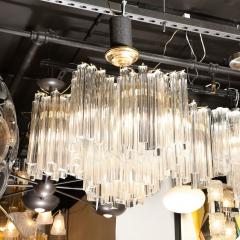 Mid Century Modern Murano Glass Triedre Chandelier with Brass Fittings - 2908886