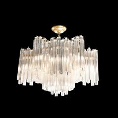 Mid Century Modern Murano Glass Triedre Chandelier with Brass Fittings - 2908956