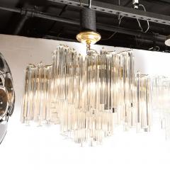 Mid Century Modern Murano Glass Triedre Chandelier with Brass Fittings - 2908967