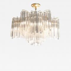 Mid Century Modern Murano Glass Triedre Chandelier with Brass Fittings - 2910639