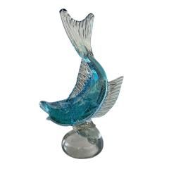 Mid Century Modern Murano Italian Art Glass Blue Fish - 4254809