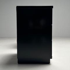 Mid Century Modern Nightstands Chests Black Lacquer Brass USA 1970s - 3608063