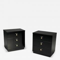 Mid Century Modern Nightstands Chests Black Lacquer Brass USA 1970s - 3610730