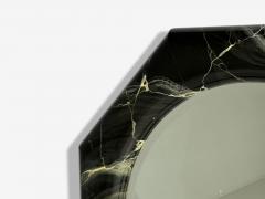 Mid Century Modern Octagonal Wall Mirror Faux Marble Finish USA 1980s - 4704043
