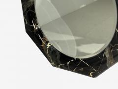 Mid Century Modern Octagonal Wall Mirror Faux Marble Finish USA 1980s - 4704045