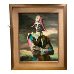Mid Century Modern Oil Painting of a Harlequin or Pierrot by Abuzzi - 3593960