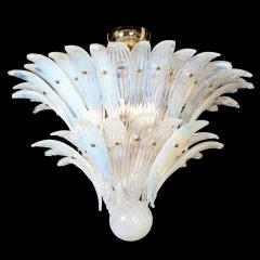Mid Century Modern Opalescent Murano 2 Tier Palma Chandelier with Brass Fittings - 2704517