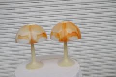 Mid Century Modern Orange Mushroom Lamps - 4126257
