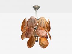 Mid Century Modern Orange Shell Motif Murano Glass Pendant Light 1960s - 4646428