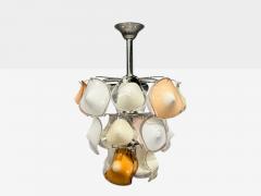 Mid Century Modern Orange and White Murano Glass Chrome Pendant Light 1960s - 4630660