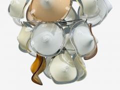 Mid Century Modern Orange and White Murano Glass Chrome Pendant Light 1960s - 4630663
