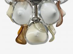 Mid Century Modern Orange and White Murano Glass Chrome Pendant Light 1960s - 4630664