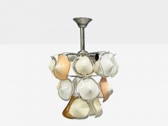 Mid Century Modern Orange and White Murano Glass Chrome Pendant Light 1960s - 4630665