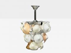Mid Century Modern Orange and White Murano Glass Chrome Pendant Light 1960s - 4630667