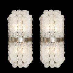 Mid Century Modern Organic Translucent Murano Glass Brushed Aluminum Sconces - 2551454