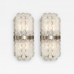 Mid Century Modern Organic Translucent Murano Glass Brushed Aluminum Sconces - 2552579