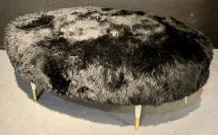 Mid Century Modern Ottoman Having Bradley Hughes Sheepskin Upholstery - 2932831