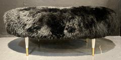 Mid Century Modern Ottoman Having Bradley Hughes Sheepskin Upholstery - 2932834