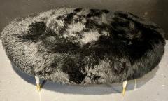 Mid Century Modern Ottoman Having Bradley Hughes Sheepskin Upholstery - 2932835