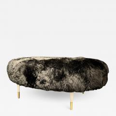 Mid Century Modern Ottoman Having Bradley Hughes Sheepskin Upholstery - 2933297